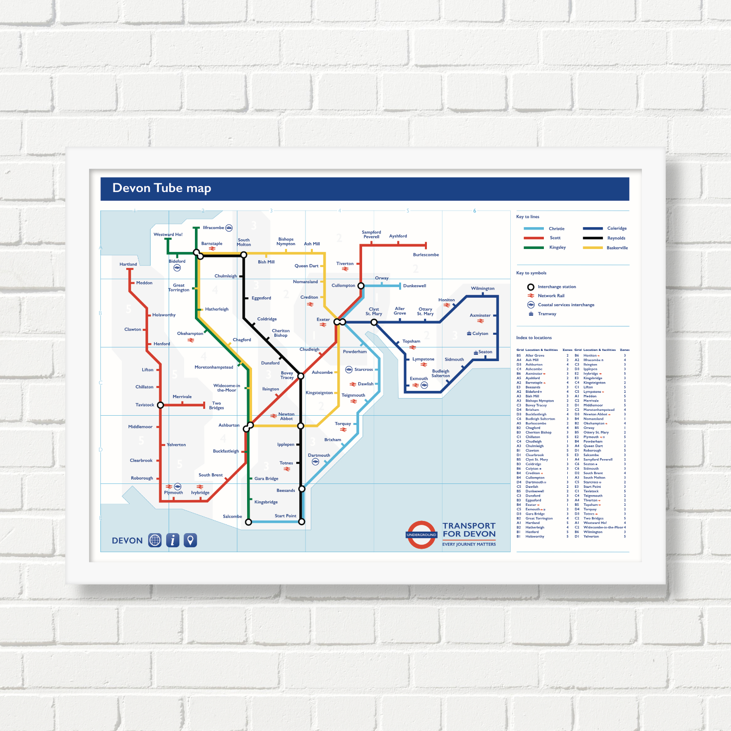 A3 Art Print -  Devon Tube Map