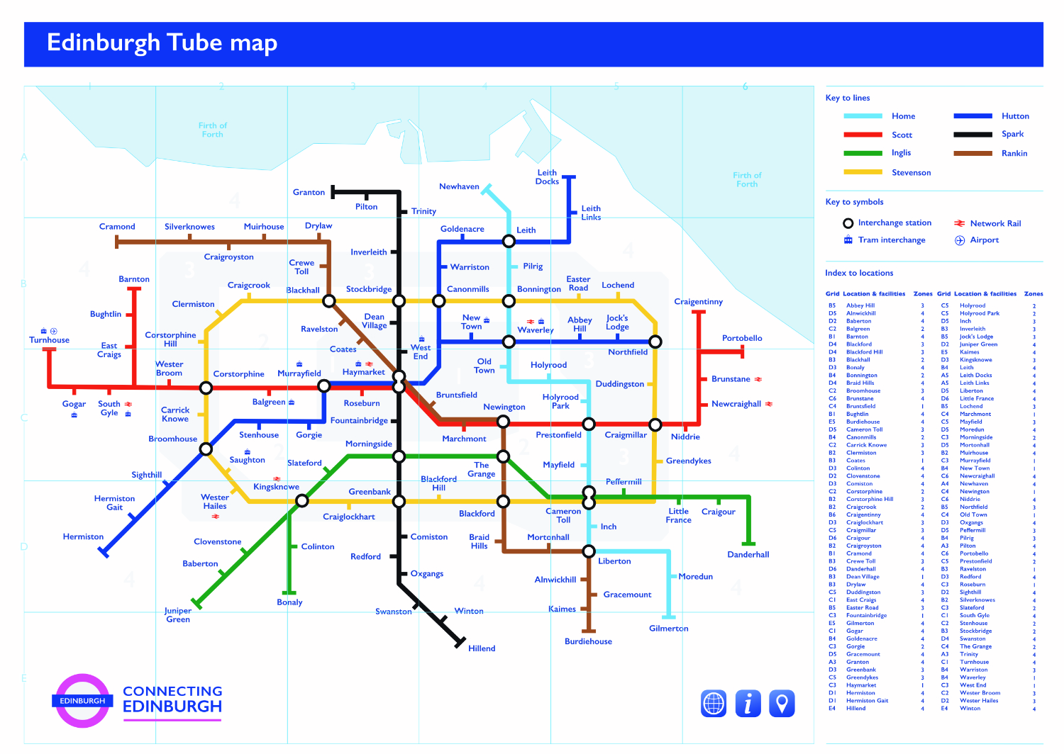 A3 Art Print Edinburgh Tube Map Windwhistle Designs